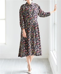 【web限定売り尽くし70％OFF】GINA 前開きワンピース Made With Liberty Fabric｜Viscotecs make your brand(ブラック-5号(5～7号))