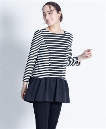 【web限定 60％OFF】Nene　チュニック｜Viscotecs make your brand(ネイビー×ホワイト2-S)