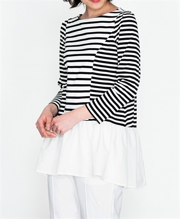 【web限定 60％OFF】Nene　チュニック｜Viscotecs make your brand(ホワイト×ブラック-S)