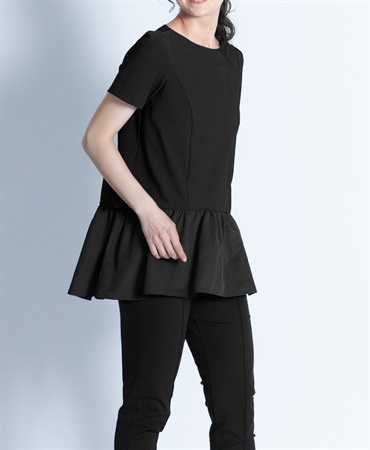 【web限定 60％OFF】Nene　半袖チュニック｜Viscotecs make your brand(ブラック-S)