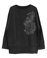 【web限定 30％OFF】mash mania　ダンボールニットチュニック　ドラゴン刺繍(ブラック-F)