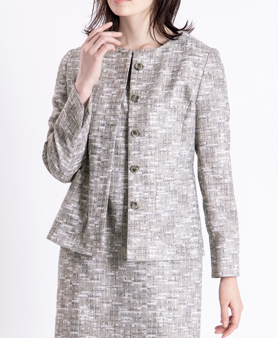 【web限定 50％OFF】ノーカラージャケット｜Viscotecs make your brand(ベージュ-9号)