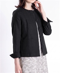 【web限定 50％OFF】ノーカラージャケット｜Viscotecs make your brand(ブラック-9号)
