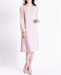 【web限定 50％OFF】Vネックサックワンピース（袖シフォン）｜Viscotecs make your brand(ピンク-9号)