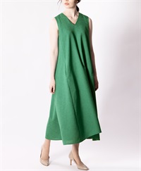 【予約受注】FRONT DRAPE V-NECK DRESS（sleeveless）｜Viscotecs make your brand