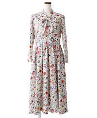 【今だけ50％OFFからさらに+10％OFF】GINA リボン襟ワンピース Made With Liberty Fabric（AirPiece）｜Viscotecs make your brand(ホワイト-13号)