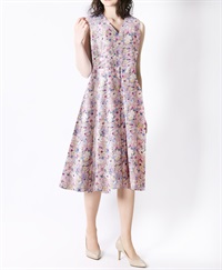 【今だけ50％OFFからさらに+10％OFF】Lisa Vネックワンピース Made With Liberty Fabric（AirPiece）｜Viscotecs make your brand(ピンク-13号)