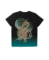 【web予約限定】THE MASH　復刻柄　半袖Tシャツ（ユニセックス）　青龍白虎【12月末より順次発送予定】(ブラック-S)