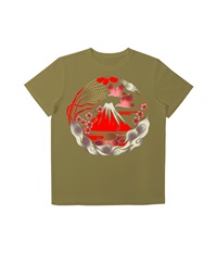 【web予約限定】THE MASH　復刻柄　半袖Tシャツ（ユニセックス）　富士山【12月末より順次発送予定】(カーキ-S)