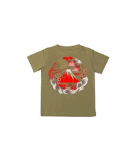 【web予約限定】THE MASH　復刻柄　半袖Tシャツ（キッズ）　富士山【12月末より順次発送予定】(カーキ-100)