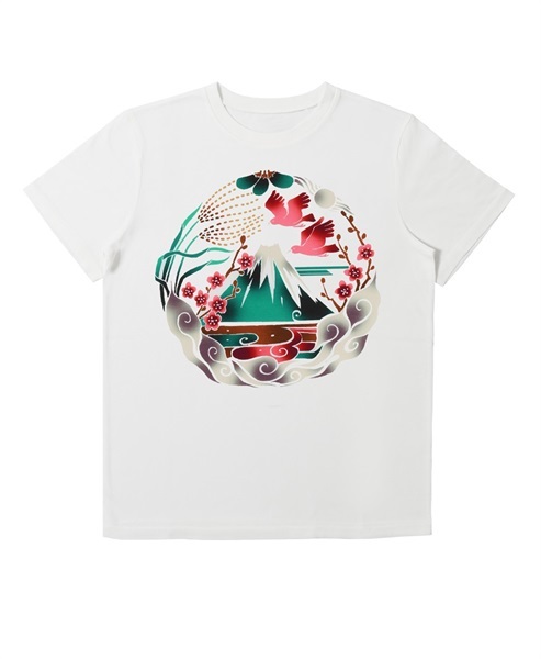 【web予約限定】THE MASH　復刻柄　半袖Tシャツ（ユニセックス）　富士山【7月中旬お渡し】(ホワイト-S)