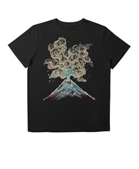 【web予約限定】THE MASH　復刻柄　半袖Tシャツ（ユニセックス）　火山【8月中旬お渡し】(ブラック-S)
