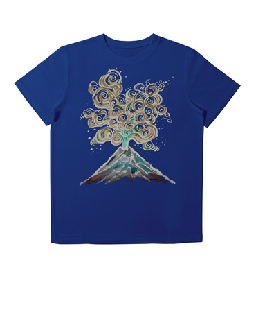 【web予約限定】THE MASH　復刻柄　半袖Tシャツ（ユニセックス）　火山【8月中旬お渡し】(ブルー-S)