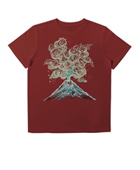 【web予約限定】THE MASH　復刻柄　半袖Tシャツ（ユニセックス）　火山【8月中旬お渡し】(レッド-S)
