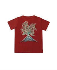 【web予約限定】THE MASH　復刻柄　半袖Tシャツ（キッズ）　火山【8月中旬お渡し】(レッド-100)