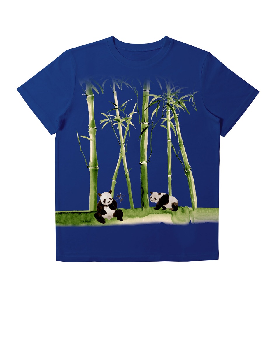 【web予約限定】THE MASH　復刻柄　半袖Tシャツ（ユニセックス）　パンダ【8月中旬お渡し】(ブルー-S)