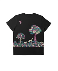 【web予約限定】THE MASH　復刻柄　半袖Tシャツ（ユニセックス）　レイクサイド【11月中旬お渡し】(ブラック-S)