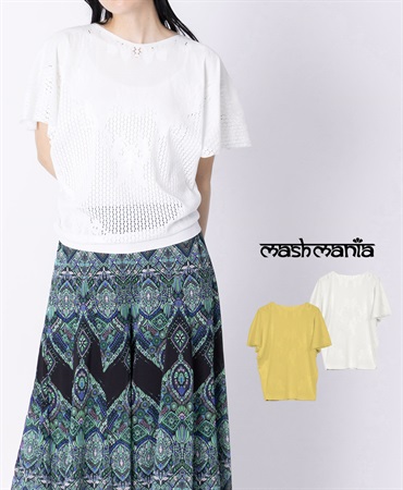 【web限定 40％OFF】mash mania　プリモーディアル　ダブルフレアースリーブプルオーバー　メッシュ蝶