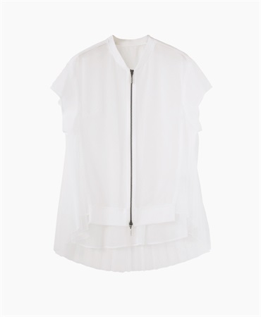 【3月販売予定】mash mania　チュールオーバーラップシャツ(ホワイト-F)