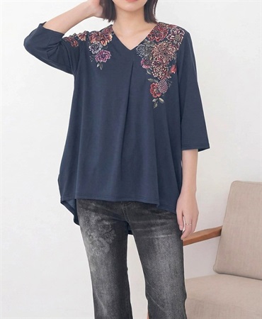 【web限定 10％OFF】mash mania　コクーンチュニック　ダリア(ネイビー-F)