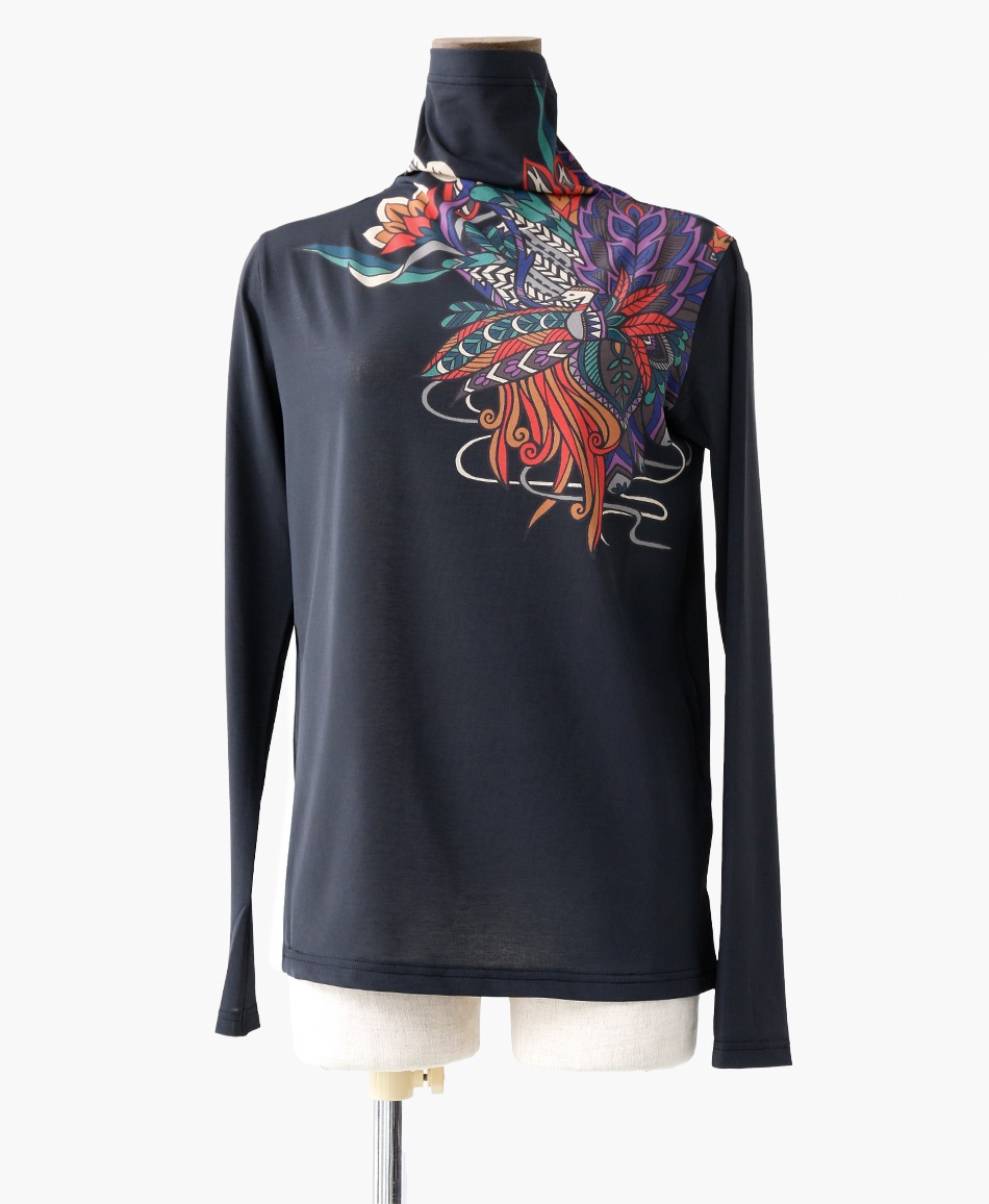 【web限定 10％OFF】mash mania　モックネックプルオーバー　HOT BIRD(ブラック-M)
