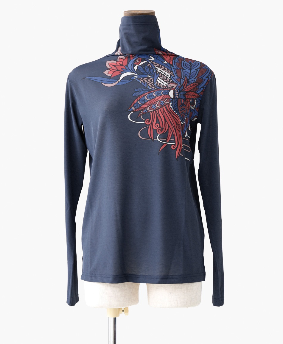 【web限定 10％OFF】mash mania　モックネックプルオーバー　HOT BIRD(ネイビー-M)