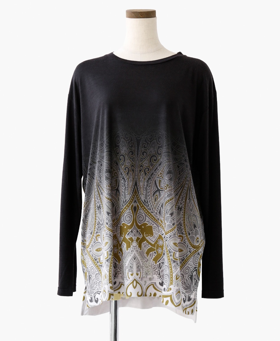 【web限定 10％OFF】mash mania　ビッグチュニック　文様(ブラック-F)