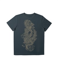 【web予約限定】THE MASH　復刻柄　半袖Tシャツ（ユニセックス）　ドラゴン【2024年1月末より順次発送予定】(ダークネイビー-S)