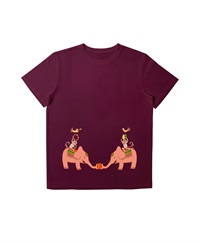 【web予約限定】THE MASH　復刻柄　半袖Tシャツ（ユニセックス）　ゾウ【2024年1月末より順次発送予定】(バーガンディ-S)