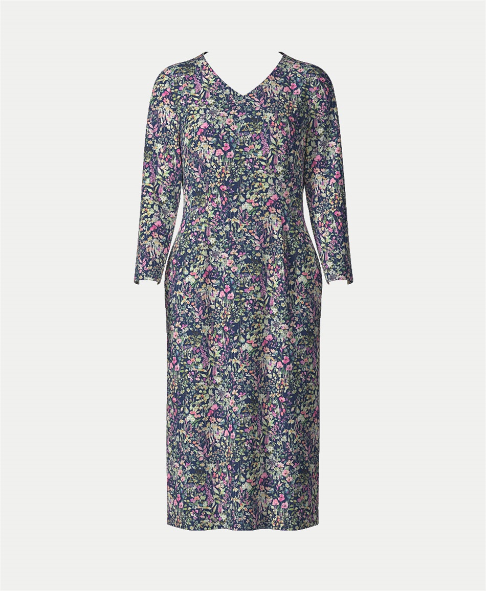 【オーダー】Chroe ワンピース Made With Liberty Fabric｜Viscotecs make your brand(ネイビー-5号)