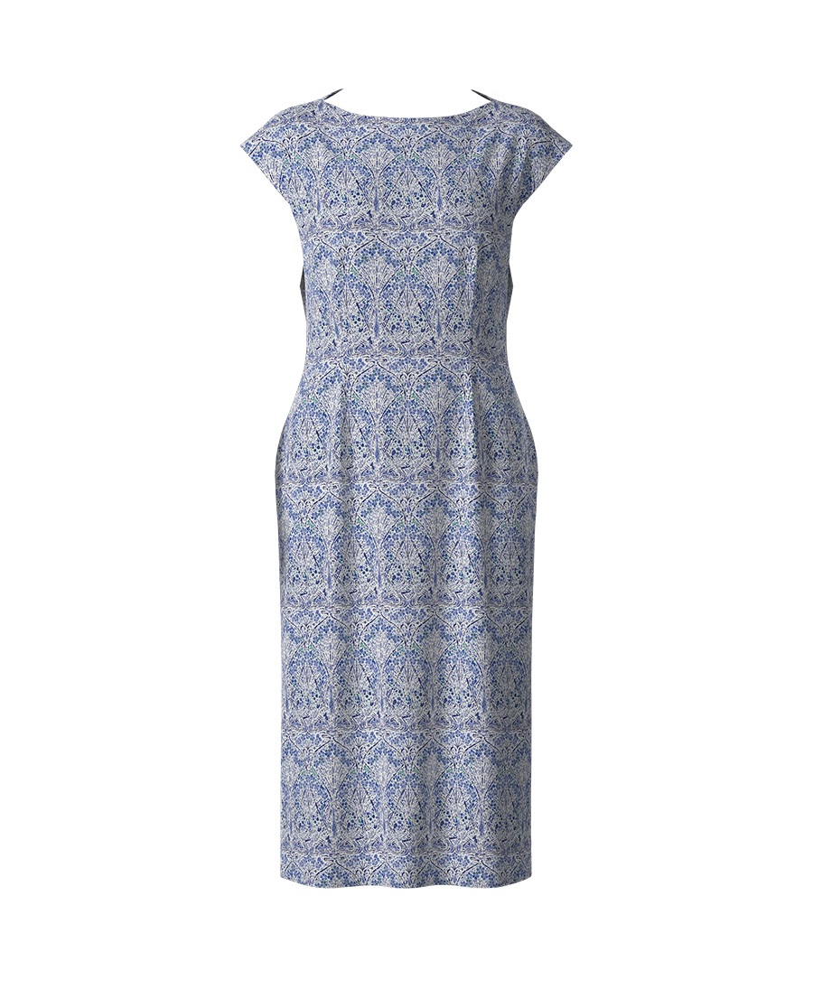 【オーダー】Chroe ワンピース Made With Liberty Fabric｜Viscotecs make your brand(ブルー-5号)