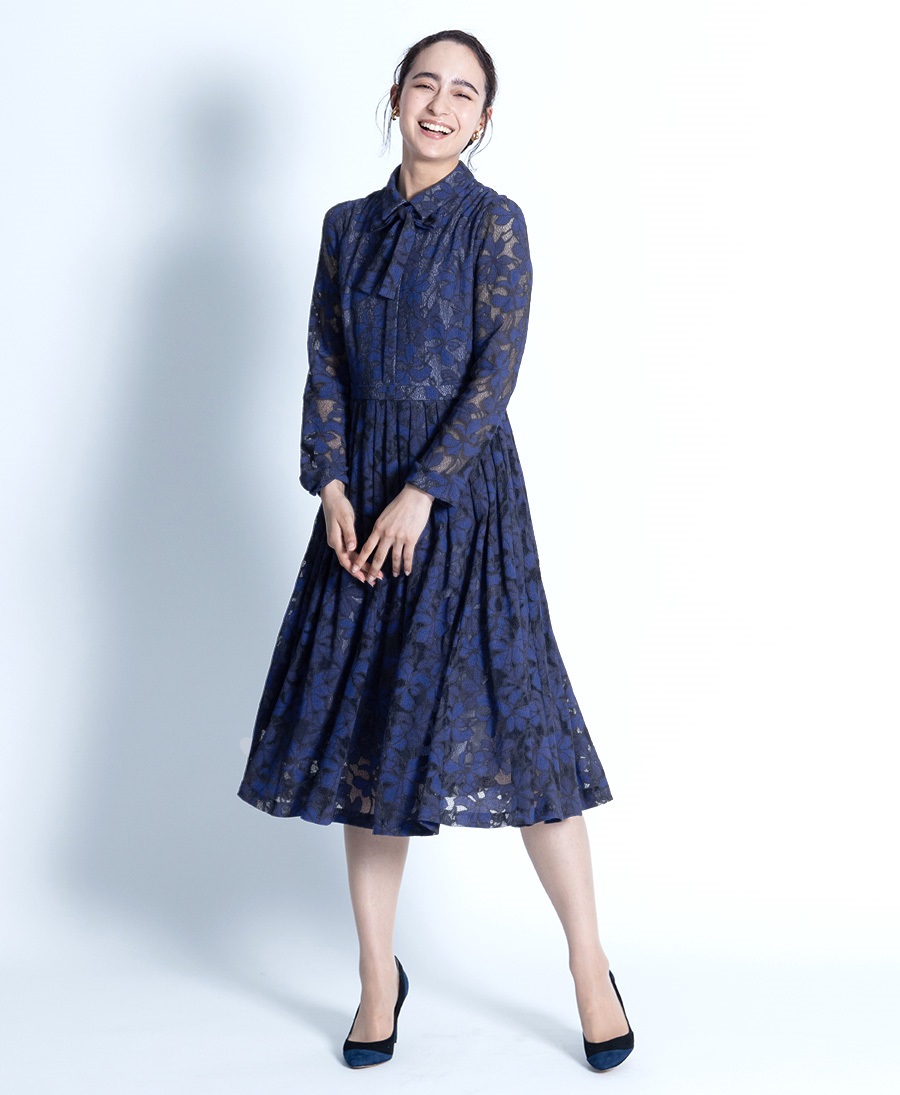 【オーダー】GINA ワンピース（ラミュゼ2）｜Viscotecs make your brand(ネイビー-5号)