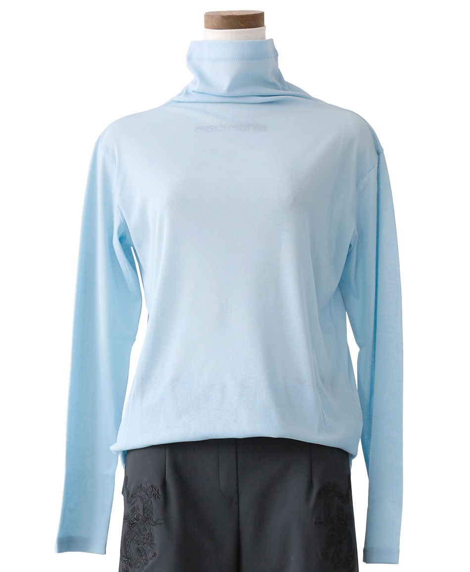 【web限定 40％OFF】mash mania　コットンボトルネック長袖プルオーバー（web限定商品）(ブルー-F)