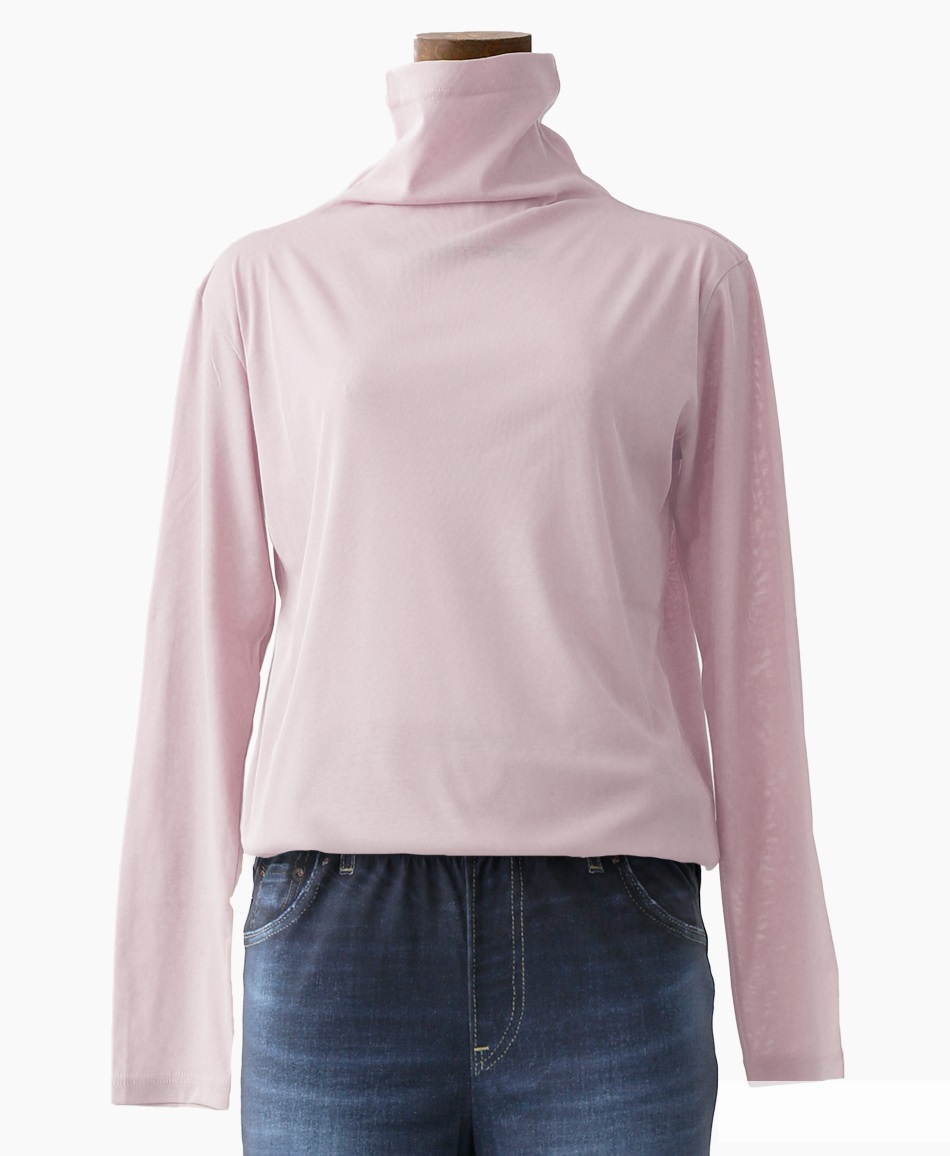 【web限定 40％OFF】mash mania　コットンボトルネック長袖プルオーバー（web限定商品）(ピンク-F)