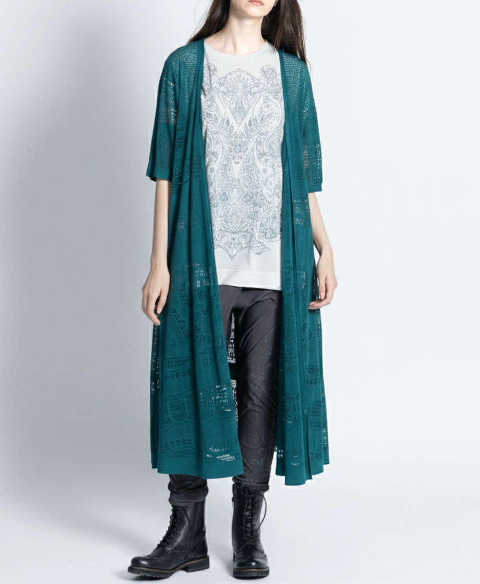 ☆mash mania　プリモーディアル　はおりワンピース　モサイカ(フォレストグリーン-F)