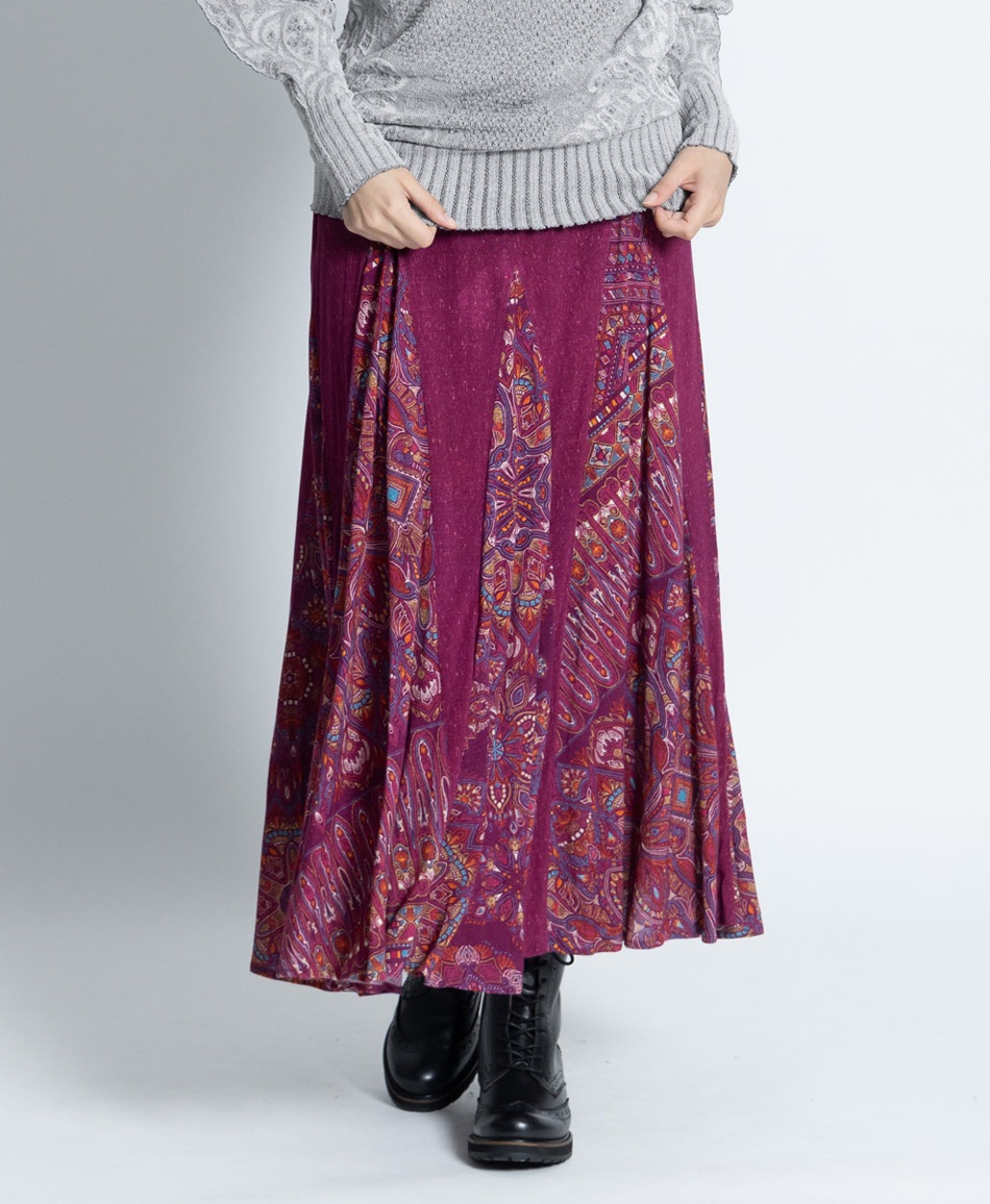 mash mania　マチ入りフレアースカート　フロラシオン(ベリー-F)