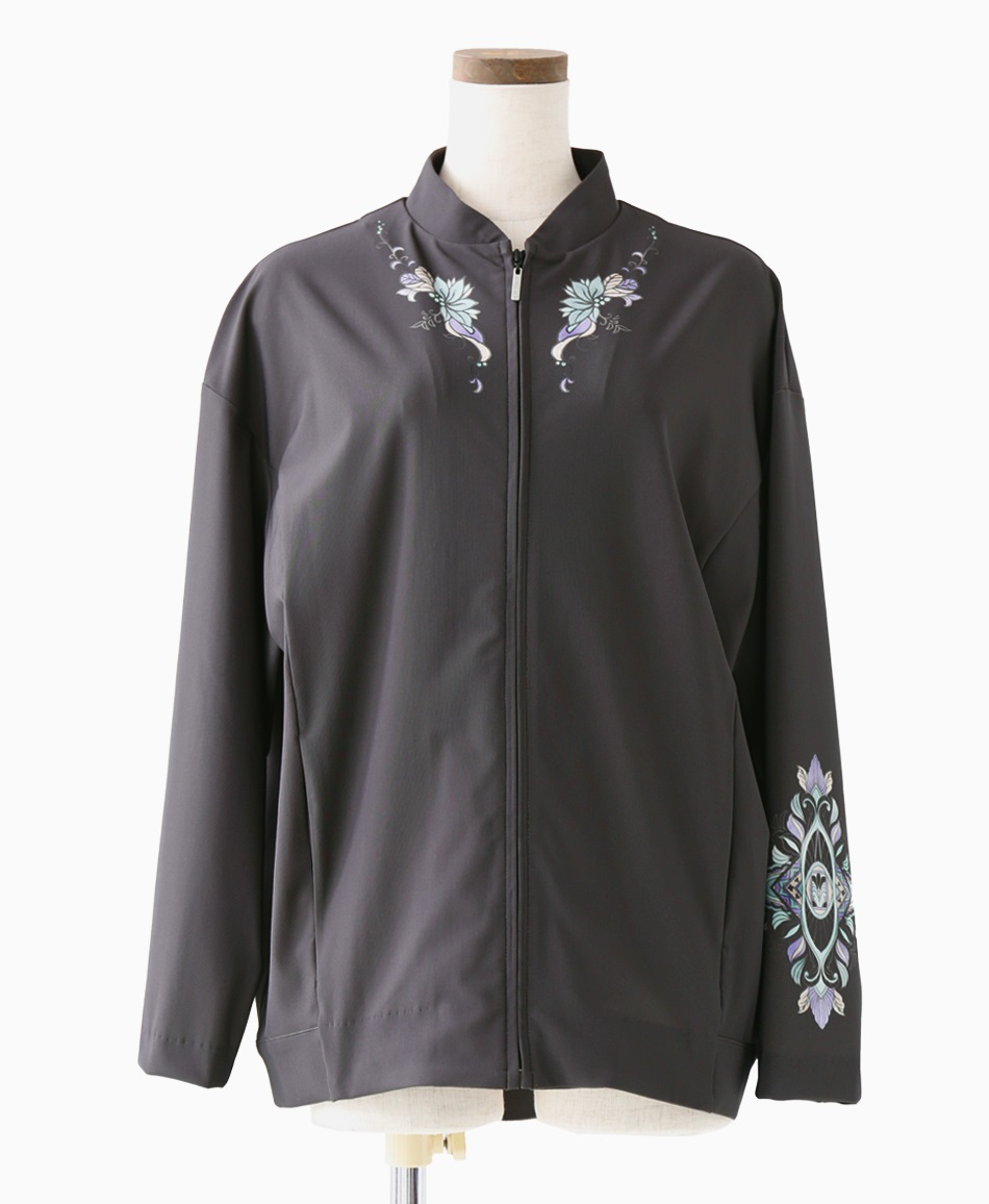 mash mania　バックプリントZIPUPジャケット　トロス(ダークグレー-F)