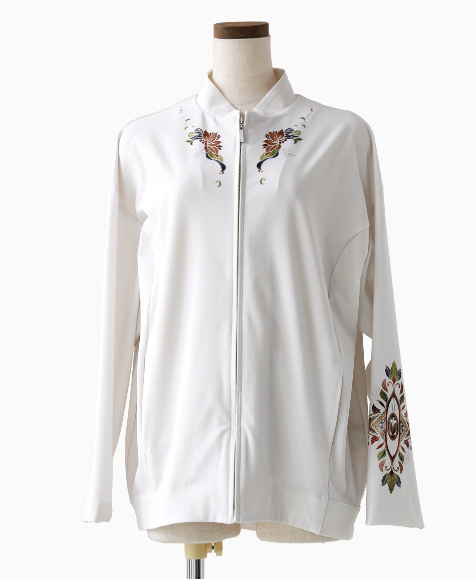 mash mania　バックプリントZIPUPジャケット　トロス(グレージュ-F)