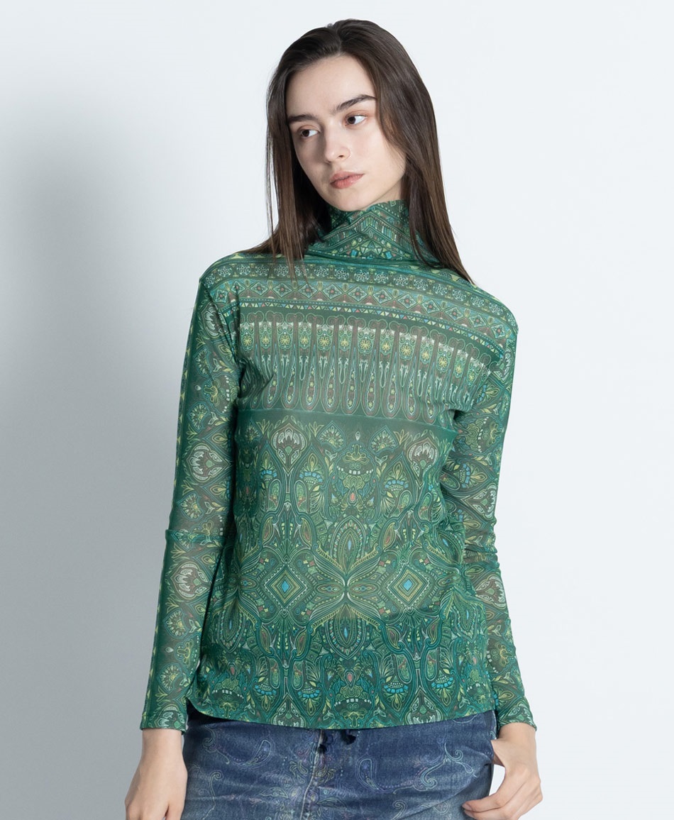 mash mania　ボトルネックトップス　エキスサ(グリーン-F)