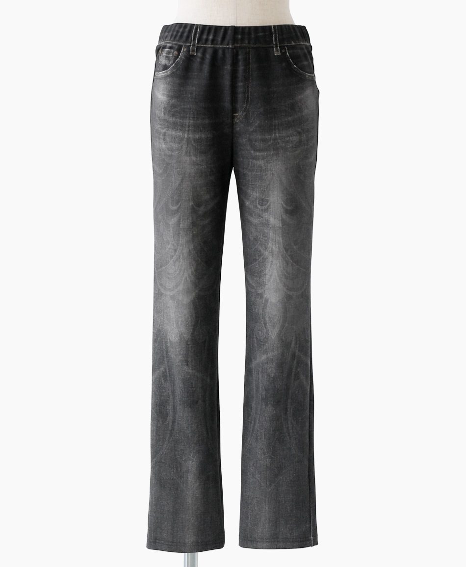 mash mania　デニム風パンツ　リベルタ(ブラック-M)