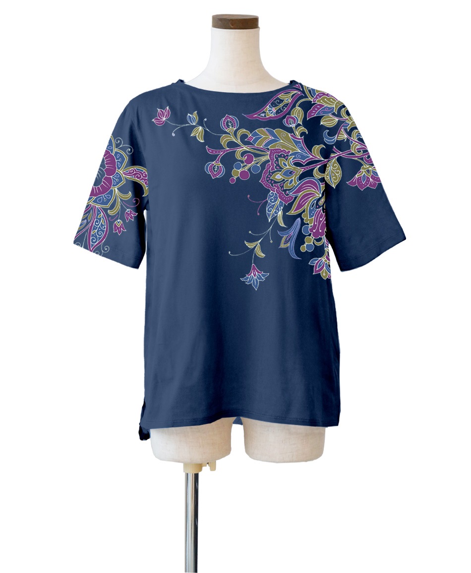 mash mania　Tシャツ　Happy Botanical(ネイビー-M)