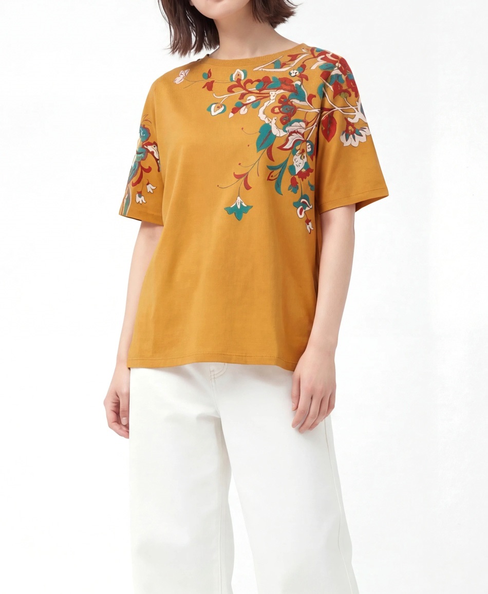 mash mania　Tシャツ　Happy Botanical(マスタード-M)