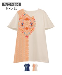 【web予約限定】THE MASH　復刻柄　フレアースリーブチュニック　Folk lace【6月末より順次発送予定】