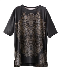 【予約受付中】mash mania　オーバーサイズTシャツ　レースフラミンゴ【7月下旬より順次発送予定】(ブラック-F)