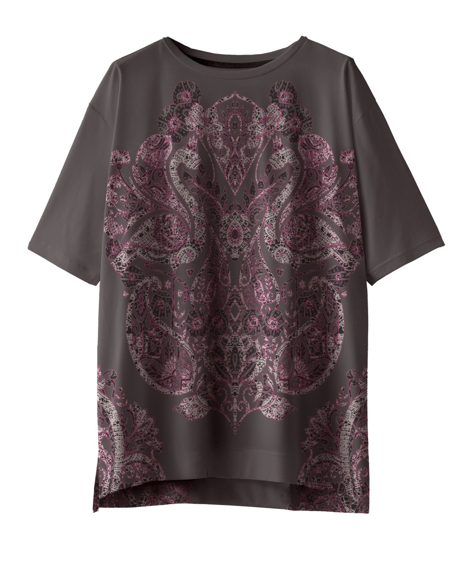 【予約受付中】mash mania　オーバーサイズTシャツ　レースフラミンゴ【7月下旬より順次発送予定】(ダークグレー-F)