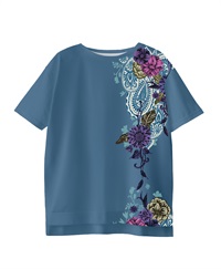 【web予約限定】THE MASH　復刻柄　オーバーサイズTシャツ　花とペイズリー【9月中旬より順次発送予定】(ブルー-M)