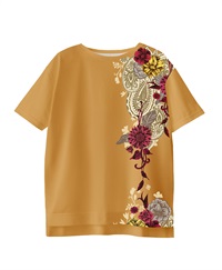 【web予約限定】THE MASH　復刻柄　オーバーサイズTシャツ　花とペイズリー【9月中旬より順次発送予定】(イエロー-M)