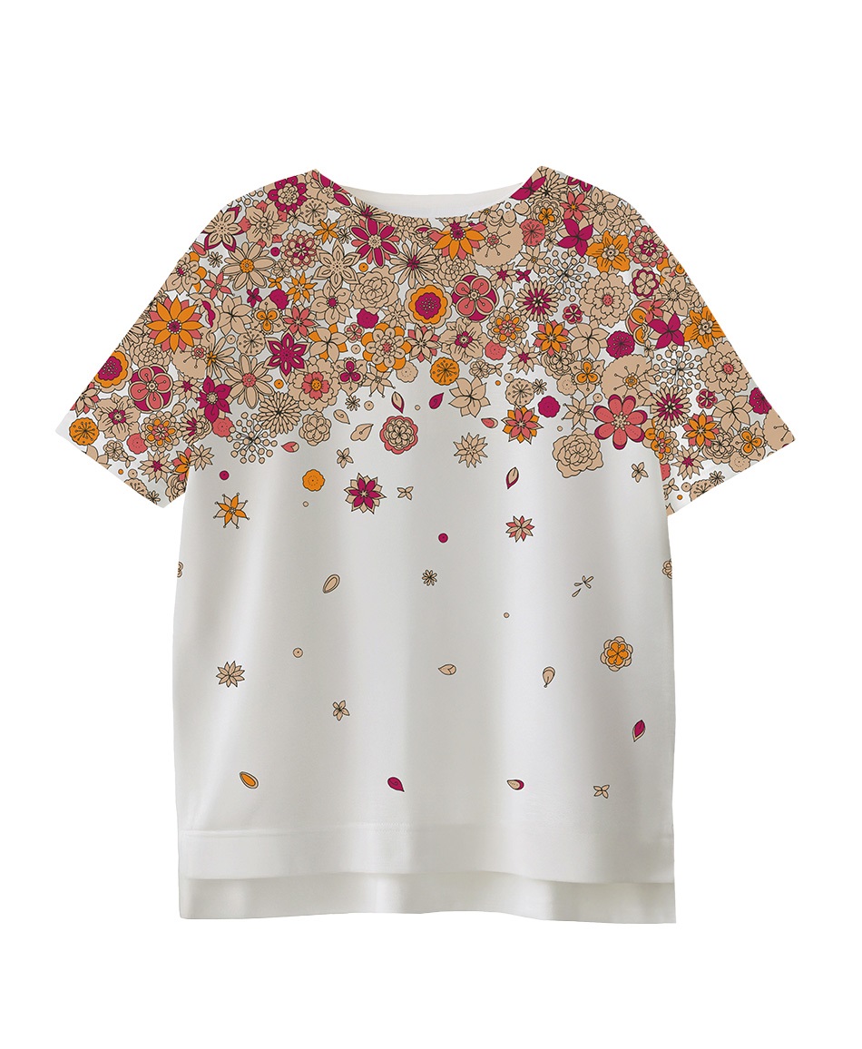 【web予約限定】THE MASH　復刻柄　オーバーサイズTシャツ　花吹雪【9月中旬より順次発送予定】(ベージュ-M)