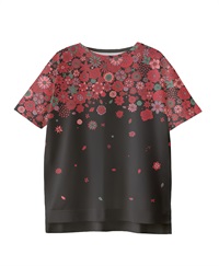【web予約限定】THE MASH　復刻柄　オーバーサイズTシャツ　花吹雪【9月中旬より順次発送予定】(ブラック-M)