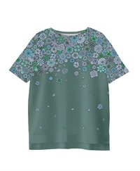 【web予約限定】THE MASH　復刻柄　オーバーサイズTシャツ　花吹雪【9月中旬より順次発送予定】(ブルー-M)
